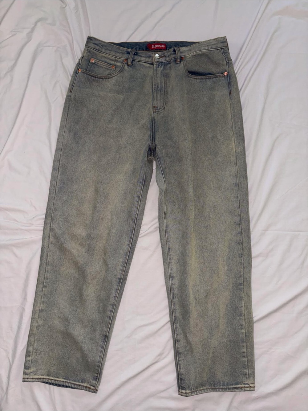 Supreme Men's Faded Gray Relaxed Jeans
